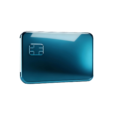 3D teal dollar card with EMV chip