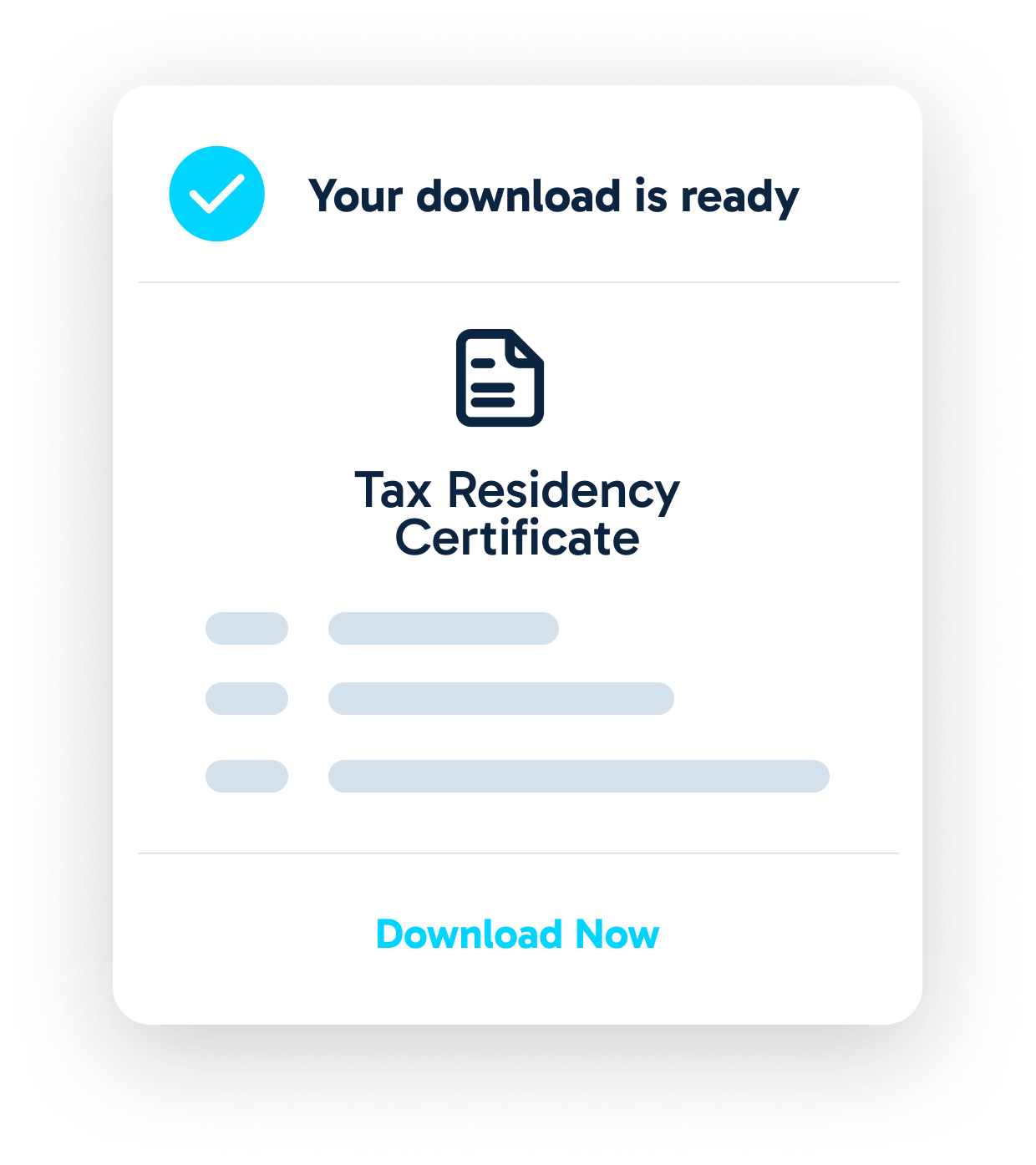 Tax residency certificate download interface
